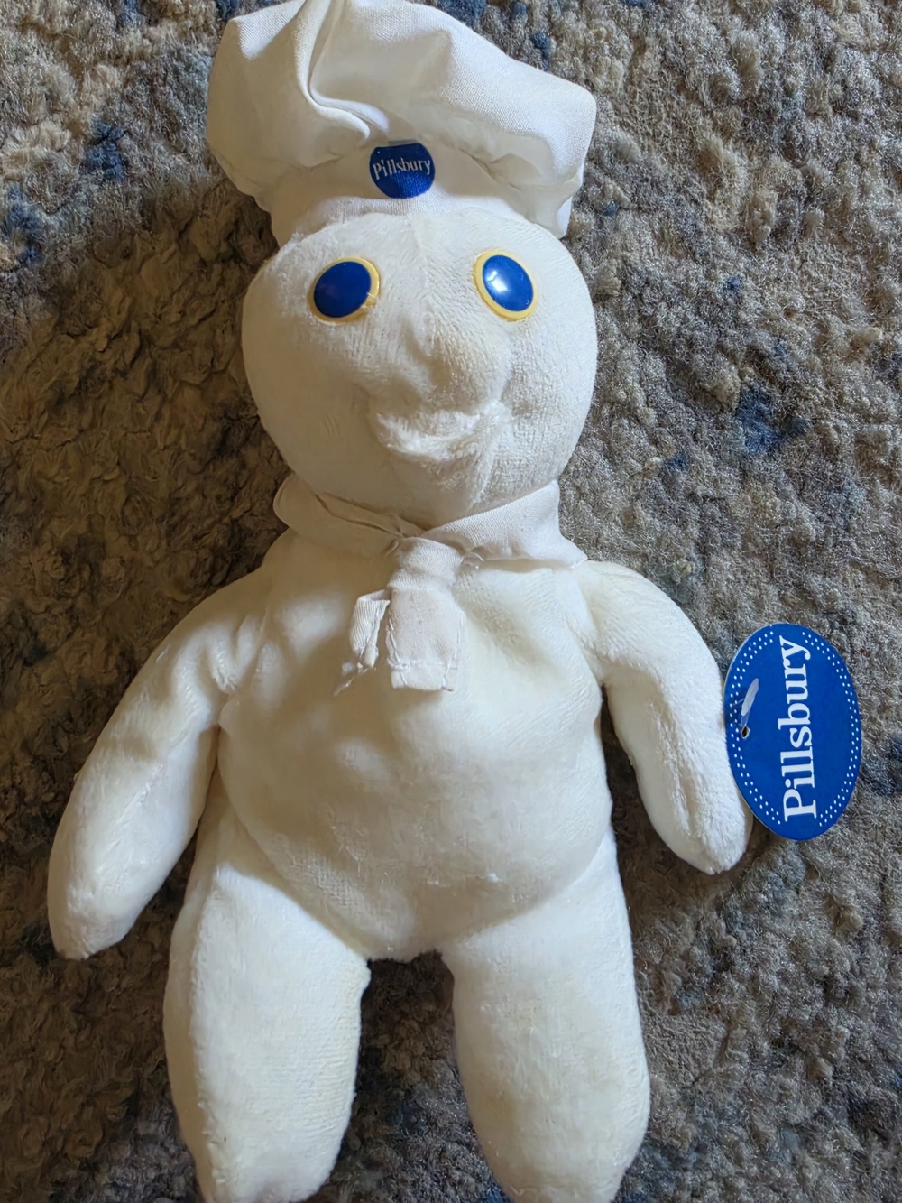 This is a vintage 1997 Pillsbury Doughboy beanbag plush toy